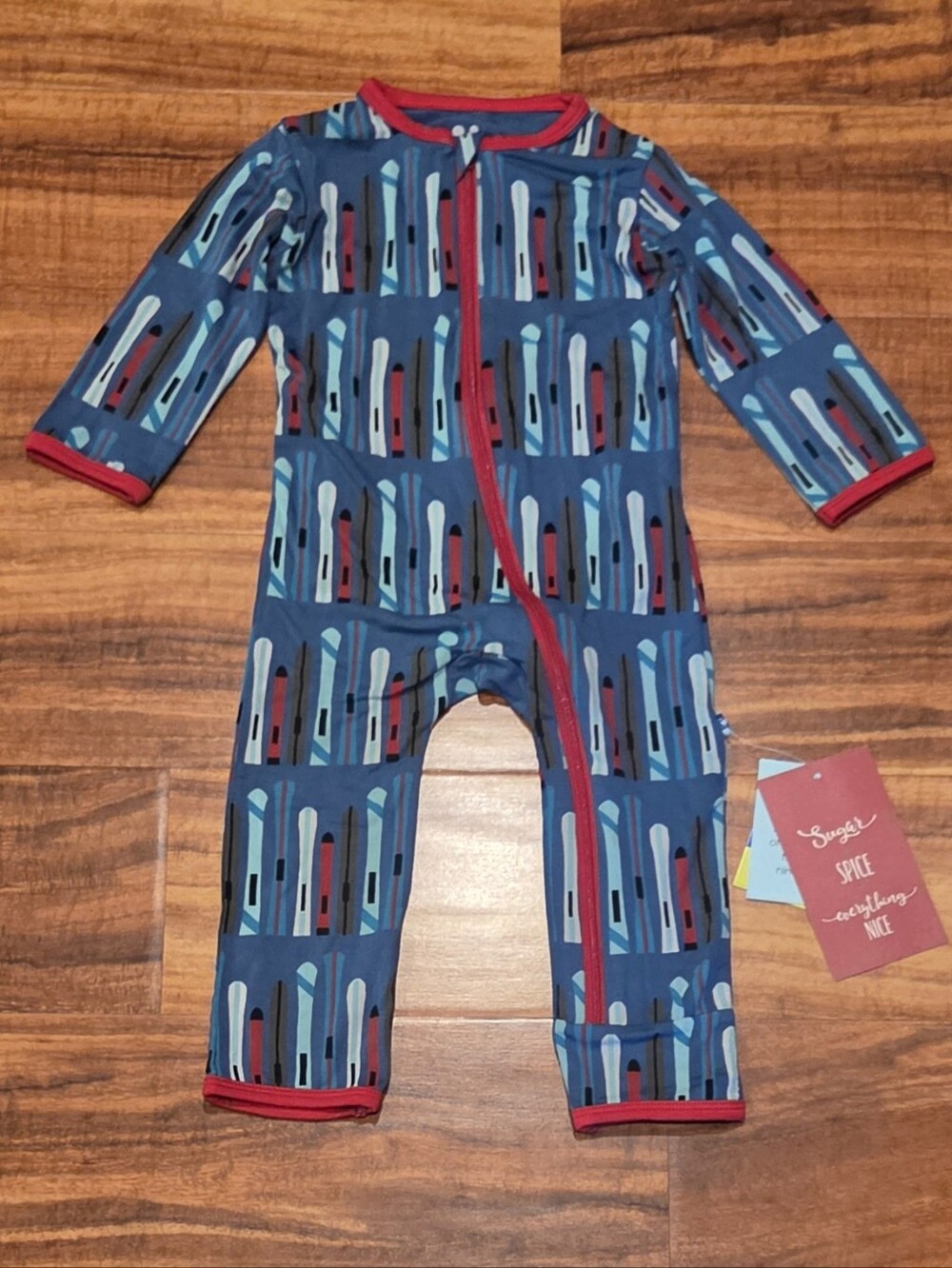 Kickee Pants NWT 6-9 Months Blue/Red Snowboard One-Piece Romper